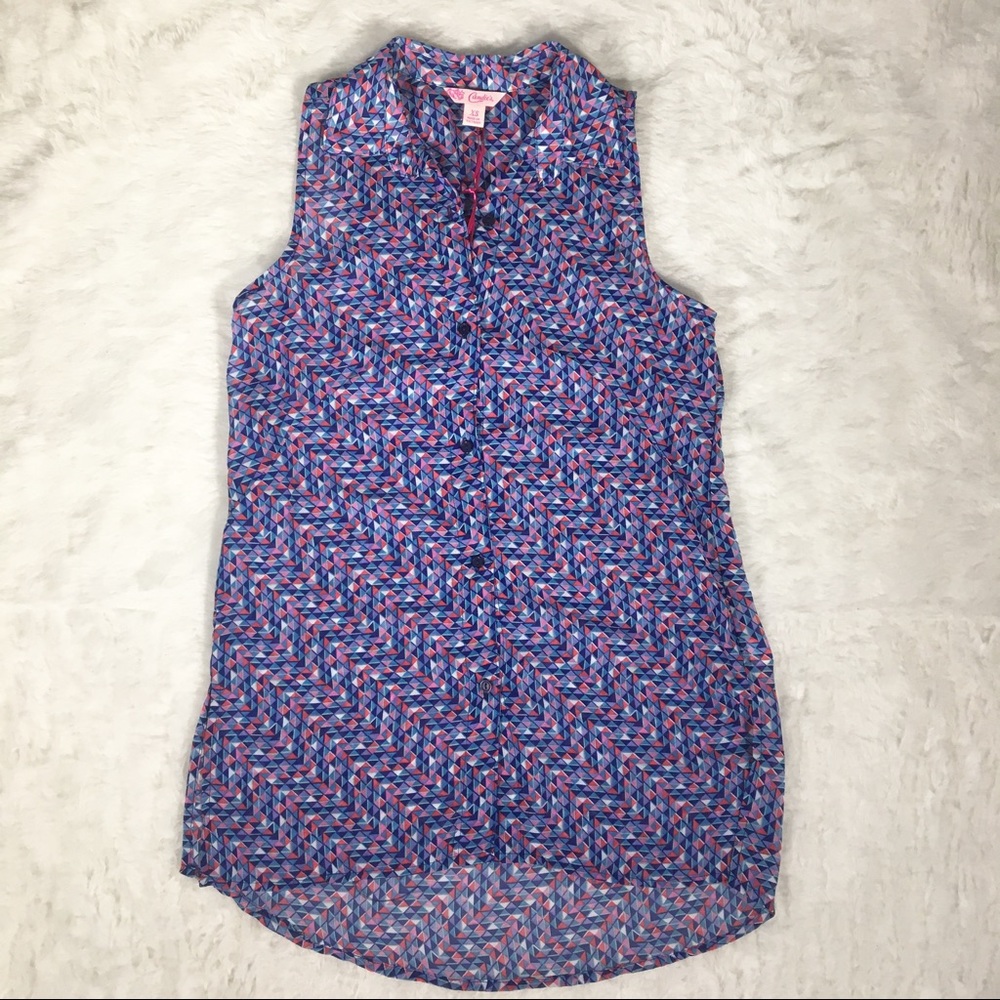 Candie's Geo Print Button-up Tunic